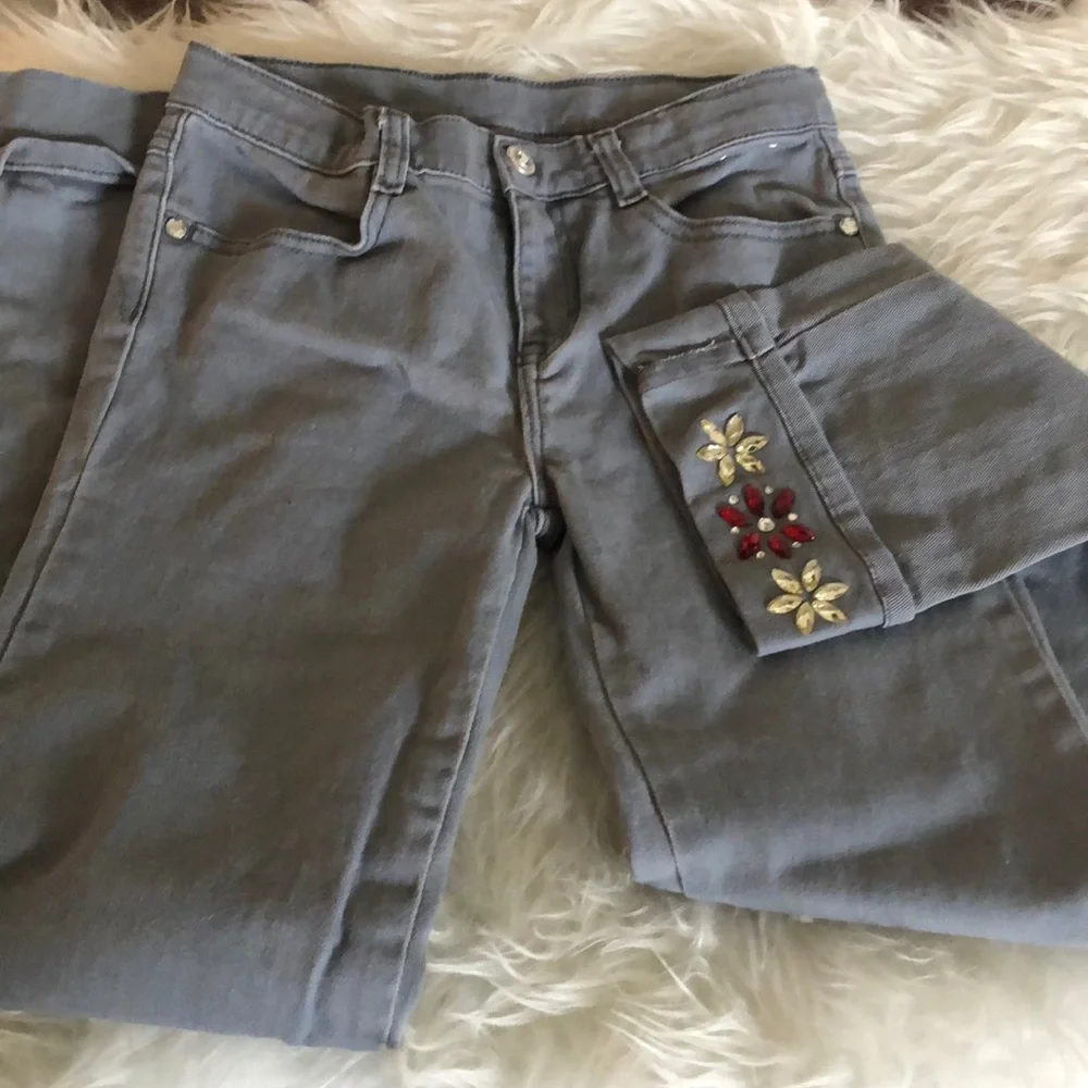 Gymboree‎ embellished Gray cuffed jeans